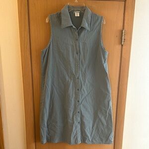 Eileen Fisher Women’s Vintage Sleeveless Shirt Dress Green Size Medium